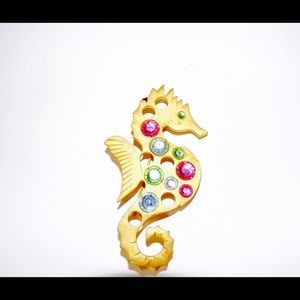 Vintage SIGNED Craft seahorse brooch/pin